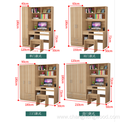 Computer Desk with bookshelf and wardrobe Combination